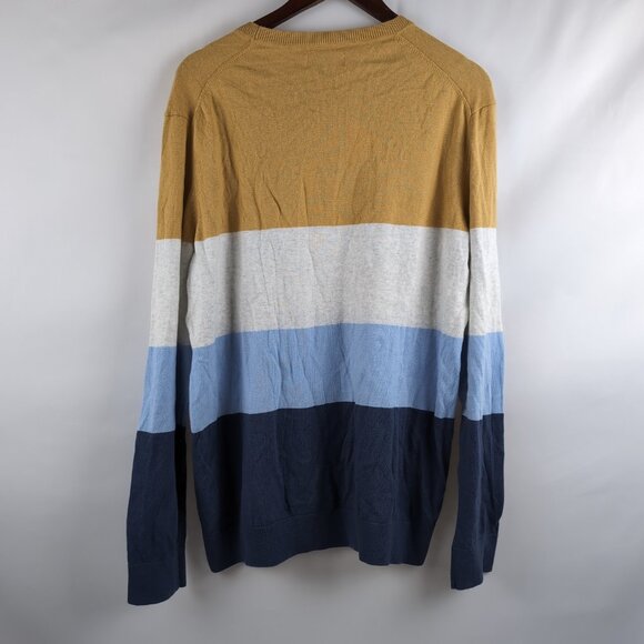 RW&CO Men's Colorblock Sweater Mustard/Grey/Baby Blue/Navy, X-Large - Picture 2 of 6